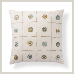 Kvet Green Embroidered Cushion